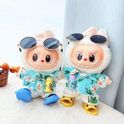 First/Second Generation Labubu Clothes Sitting Party Baby Clothes Beach Glasses Set