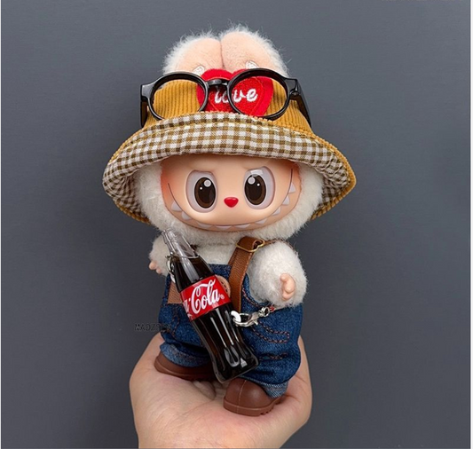 New labubu doll clothes one, two and three generations of Coca-Cola doll pendant change hat overalls suit