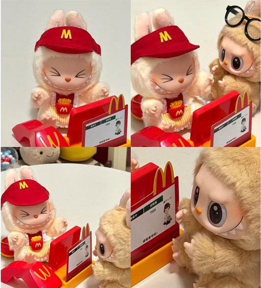 Labubu doll clothes new super cute McDonald's apron change vinyl doll pendant Labu doll clothes