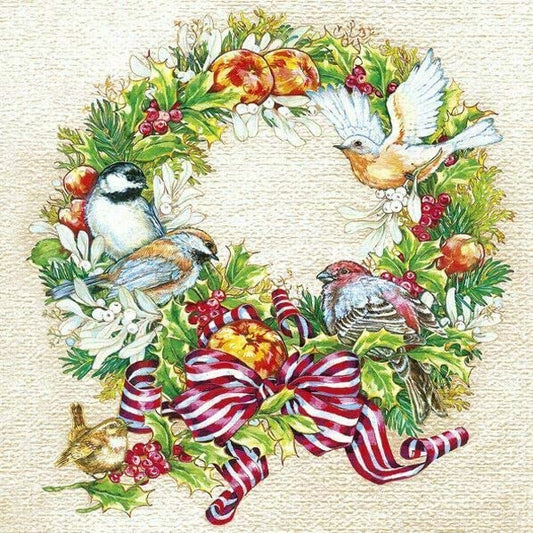 Christmas Napkins Wreath Decorative Xmas Paper Decoupage Napkin #2122