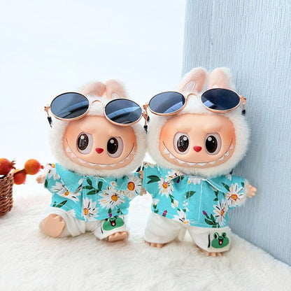 First/Second Generation Labubu Clothes Sitting Party Baby Clothes Beach Glasses Set