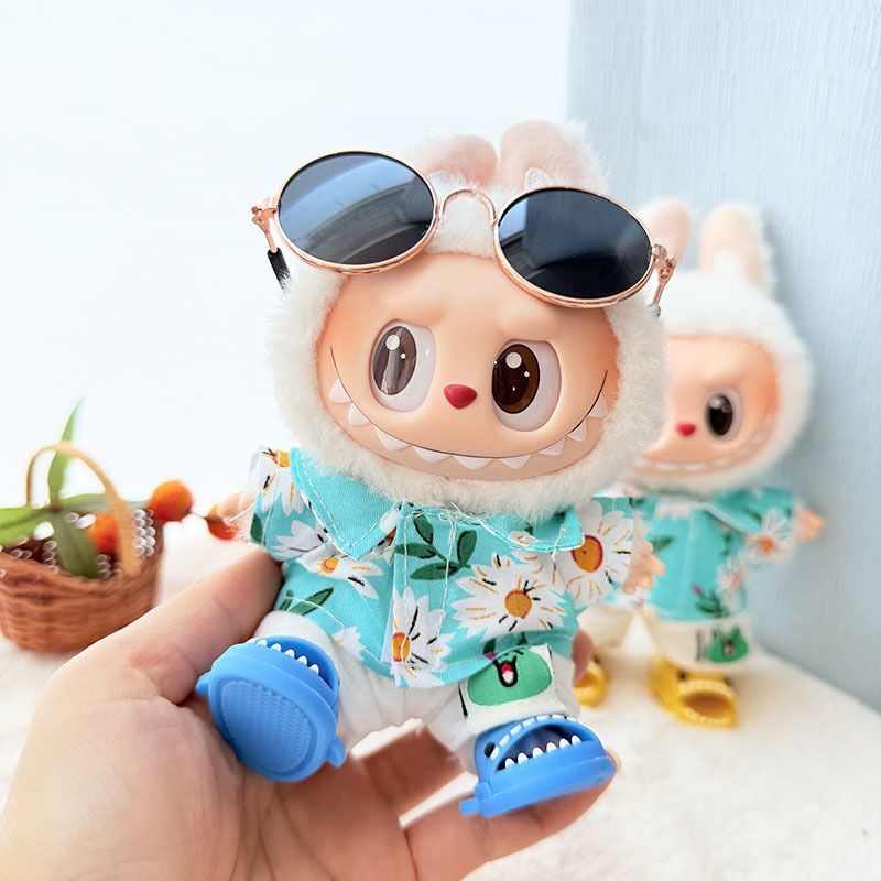 First/Second Generation Labubu Clothes Sitting Party Baby Clothes Beach Glasses Set