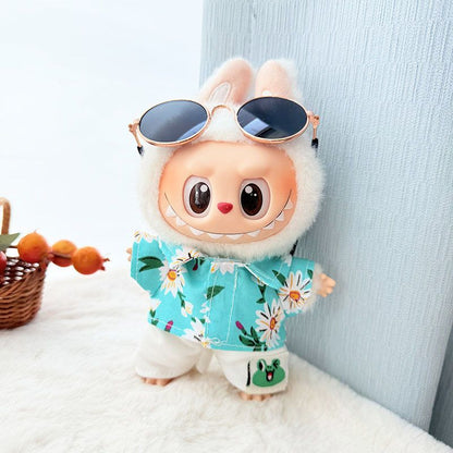 First/Second Generation Labubu Clothes Sitting Party Baby Clothes Beach Glasses Set
