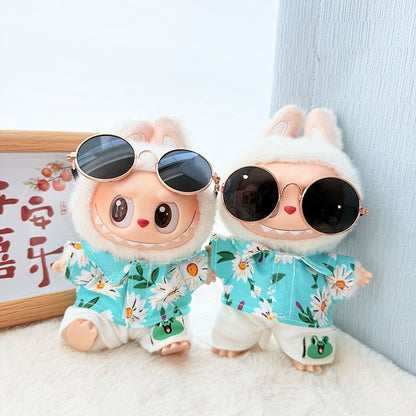 First/Second Generation Labubu Clothes Sitting Party Baby Clothes Beach Glasses Set