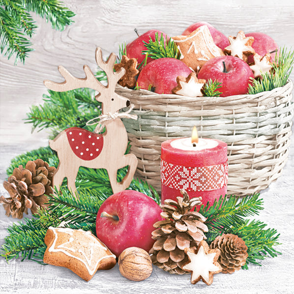 Christmas Napkins Apple Decorative Xmas Paper Decoupage Napkin #2135