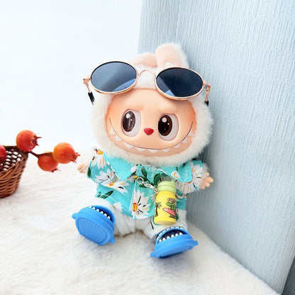 First/Second Generation Labubu Clothes Sitting Party Baby Clothes Beach Glasses Set