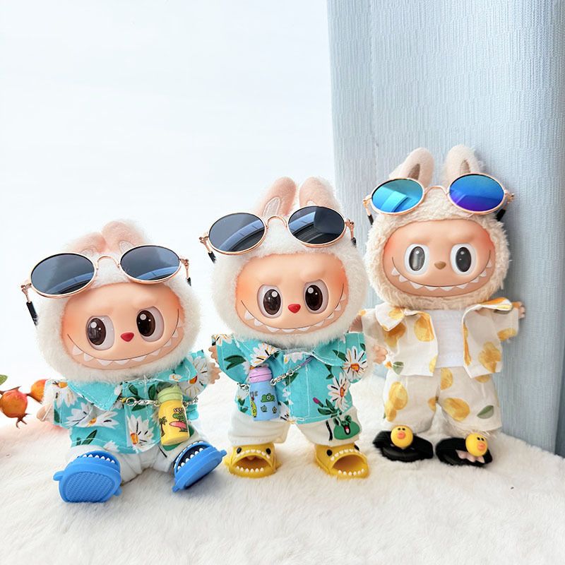 First/Second Generation Labubu Clothes Sitting Party Baby Clothes Beach Glasses Set