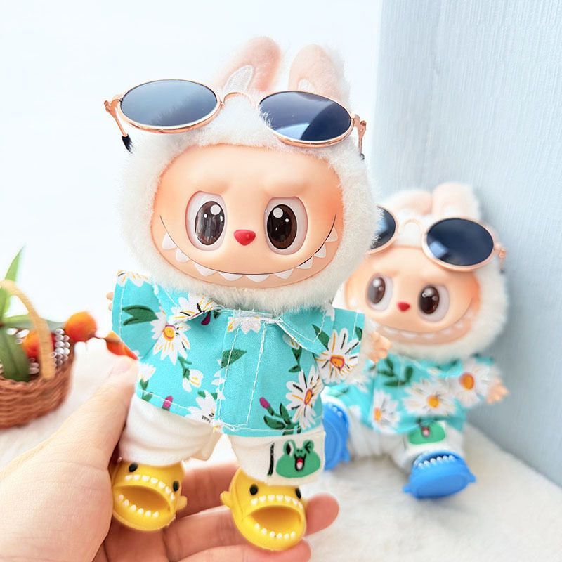 First/Second Generation Labubu Clothes Sitting Party Baby Clothes Beach Glasses Set