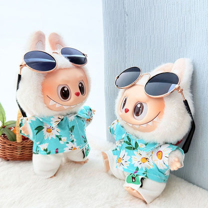 First/Second Generation Labubu Clothes Sitting Party Baby Clothes Beach Glasses Set